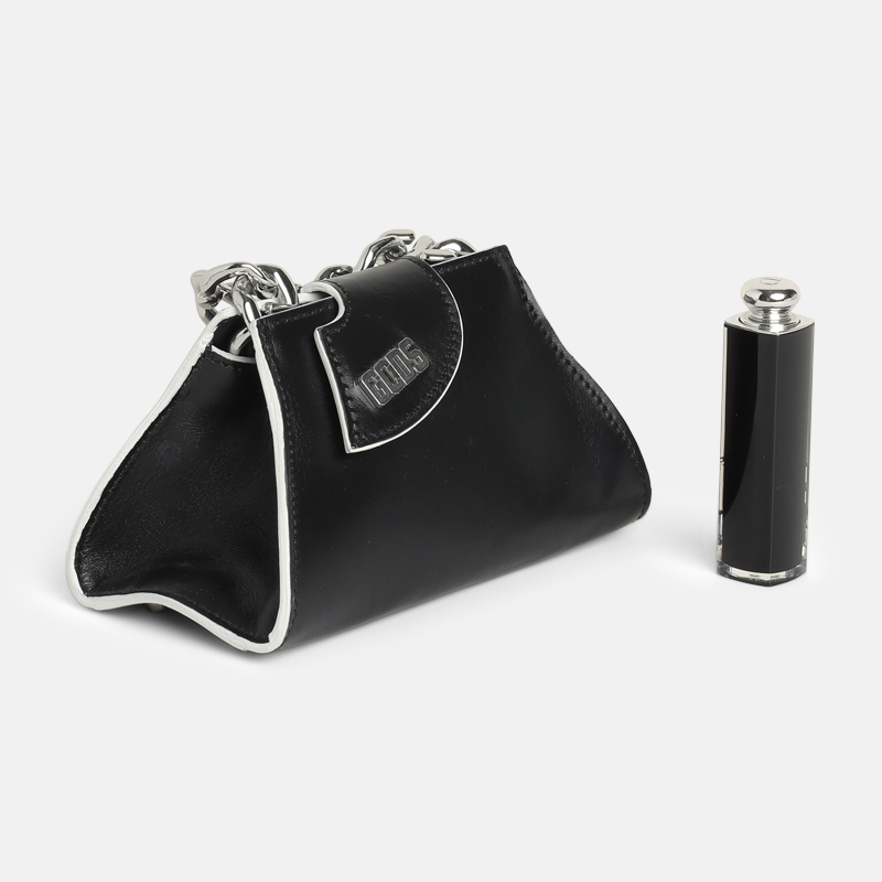 Superfleamarket_Toni_Garrn_bag_Gcds_mini_baby_comma_black_silver_chain_white_details_shop(1)